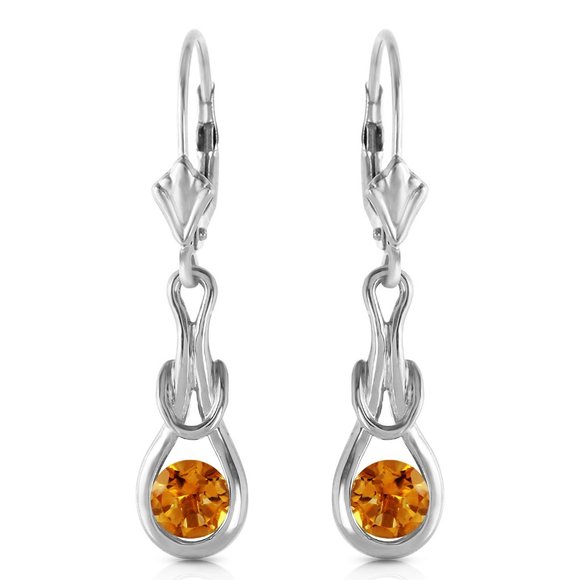14K GOLD LEVER BACK EARRINGS WITH NATURAL CITRINES - Picture 1 of 5